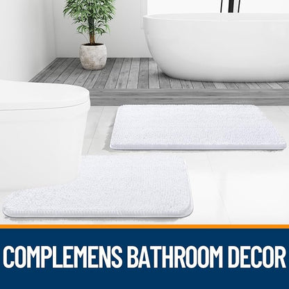OLANLY Bathroom Runner Rugs 47x20, Extra Soft Absorbent Chenille Bath Rugs, Rubber Backing Quick Dry, Machine Washable Long Bath Mats for Bathroom Floor, Tub and Shower, Home Decor Accessories, White
