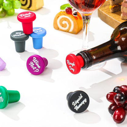 Sintuff 12 Pieces Funny Silicone Wine Bottle Stoppers Reusable Beer Bottle Stopper Beverage Beer Champagne Wine Storage Keep Fresh Tools for Wine Bottles Supplies Gift