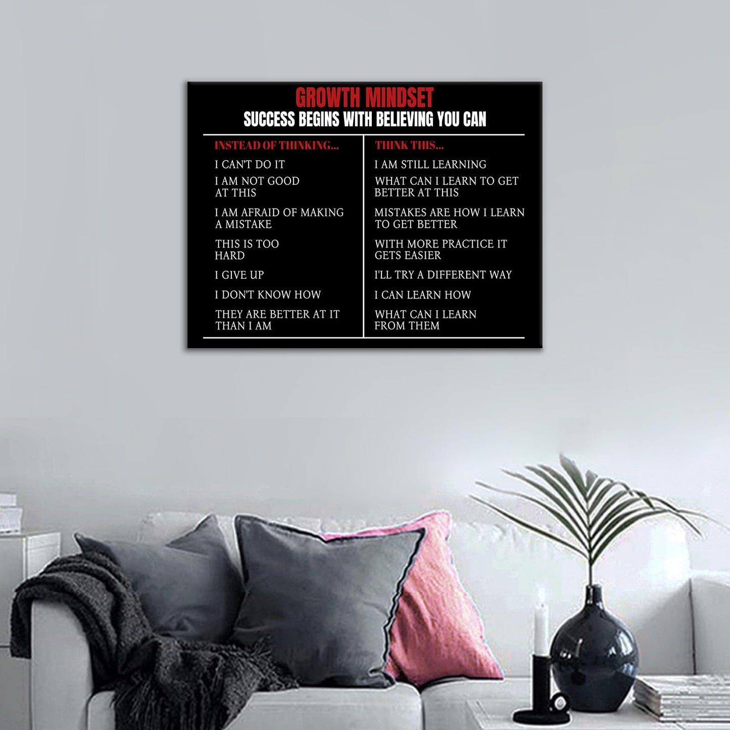 Inspirational Canvas Wall Art Motivational Poster Print Quotes Artwork Picture Painting Positive Sign Wall Decor for Modern Home Bedroom Office Classroom Gym Stretched and Framed [18''Wx 24''H]