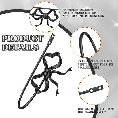 Otoolling 2 Pack Black Metal Bow Curtain Holdbacks Wall Mounted Curtain Hold Backs Curtains Modern Tiebacks Decorative Window Drapery Tiebacks with Bow Finials for Living Room Bedroom Office Home