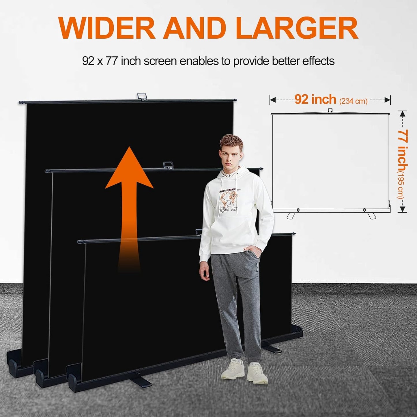 EMART 77x92in Collapsible Chromakey Panel Black Screen for Photo Backdrop Video Studio,Portable Pull Up,Solid Aluminium Base Wrinkle-Resistant Fabric,Auto-Locking Air Cushion Frame