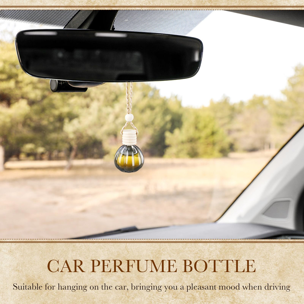 BBTO 50 Pcs Hanging Car Air Freshener Black Car Diffuser Bottles Empty Glass Perfume Bottle Freshener Diffuser Bottle Pendant for Essential Oil Fragrance Aromatherapy Bottles Ornament(Pumpkin)