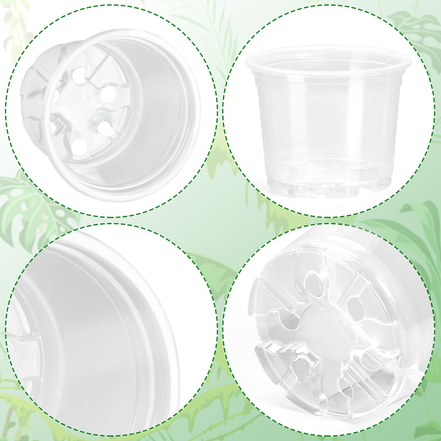 OUPSAUI 21 Pack 3.5/5/6 Inch Clear Nursery Pots for Plants, Clear Plant Pots with Drainage Holes, Flexible Plastic Plant Pots, Seedling Planter Seed Starter Pots(3.5+5+6 Inch)