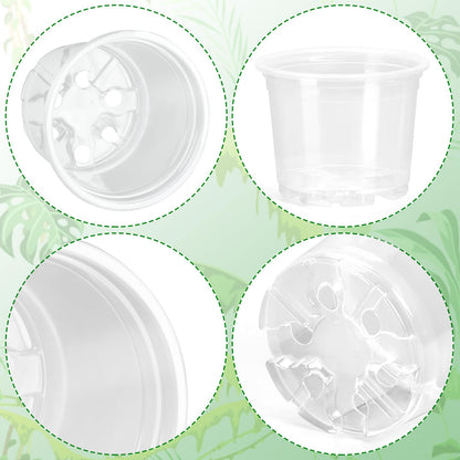 OUPSAUI 21 Pack 3.5/5/6 Inch Clear Nursery Pots for Plants, Clear Plant Pots with Drainage Holes, Flexible Plastic Plant Pots, Seedling Planter Seed Starter Pots(3.5+5+6 Inch)