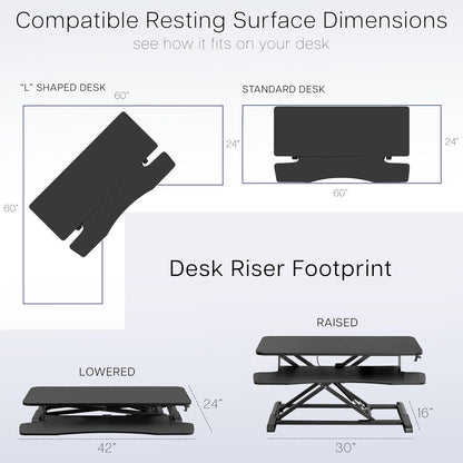 VIVO 42 inch Desk Converter, K Series, Height Adjustable Sit to Stand Riser, Dual Monitor and Laptop Workstation with Wide Keyboard Tray, Dark Walnut Top, Black Frame, DESK-V042KA
