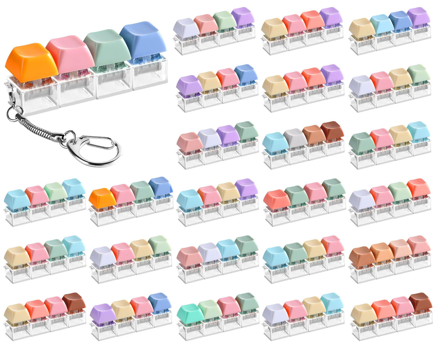 36 Pcs Keyboard Fidget Toys Stress Relief Fidget Clicker Keyboards Set Colorful Keyboard Decompression Toys Button Stress Relief Gifts for Adults to Relieve Stresses Pass Time Party Giveaways Favors