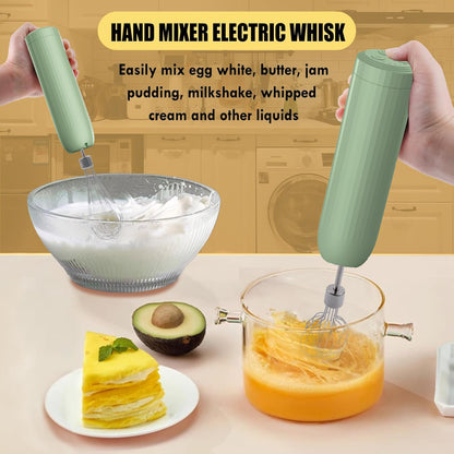 4-in-1 Electric Hand Mixer, Electric Whisk, Mini Onion Chopper 10Oz, Small Cordless Hand Blender, Milk Frother Wand for Coffee, Matcha, 4 Speed Rechargeable Food Processor for Baby Food Maker