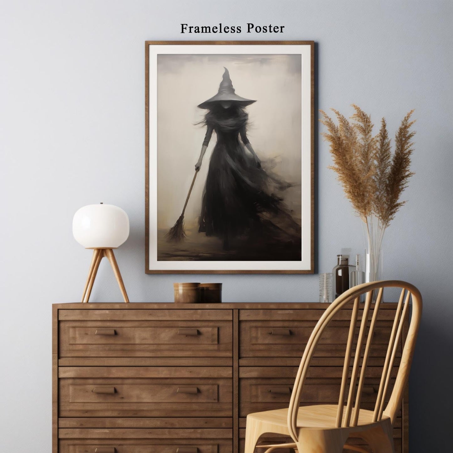 Dthllay Dark Gothic Witch Wall Art Canvas Vintage Rustic Poster, 16x24inch No Frame