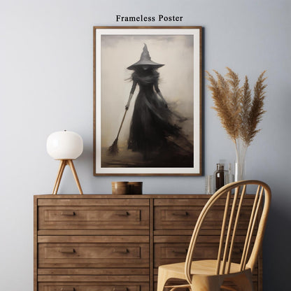 Dthllay Dark Gothic Witch Wall Art Canvas Vintage Rustic Poster, 16x24inch No Frame