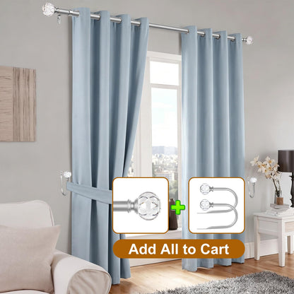 KAMANINA Curtain Holdbacks 2pcs, Silver Curtain Tiebacks Wall Mounted Window Curtains Hooks, Decorative Holders for Drapes with Crystal Finials(5.4" L × 4.1" W)
