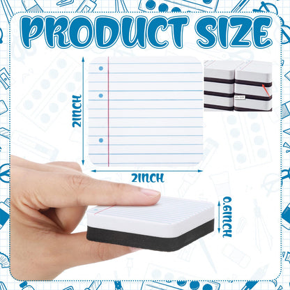 YooNotee 48 Pack Lined Exercise Book Magnetic Dry Erase Erasers 2x2 Inch, Mini Whiteboard Dry Erasers Back to School Supplies Chalkboard Cleaning Pads for Classroom Office Kindergarten Decor