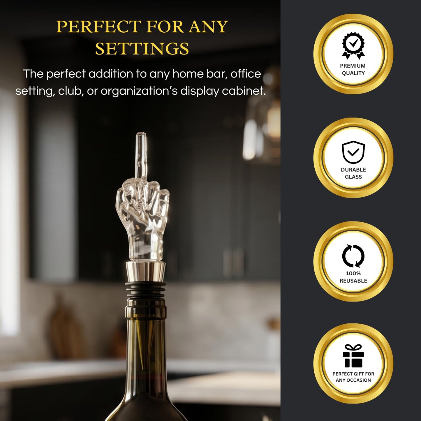 Unique Wine Bottle Stopper - Funny Wine Cork Beverage Bottle Sealer, Middle Finger Shaped Gag Gift For Wine Connoisseur & Lover, Reusable Glass Sealing Plug, Silicone Bottle Cap For Him, Her