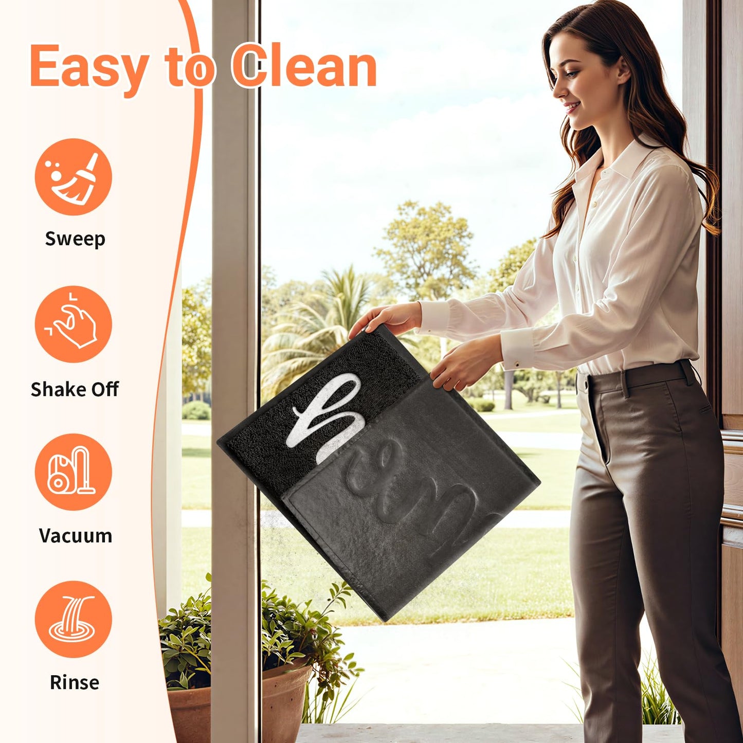 StepLively Door Mat Home Welcome Mats Outdoor and Indoor, Heavy-Duty Low-Profile Non-Slip Front Welcome Mat for Home Entrance, Outside Entry, Yard, Floor, Patio (30''x17.5'', Black)