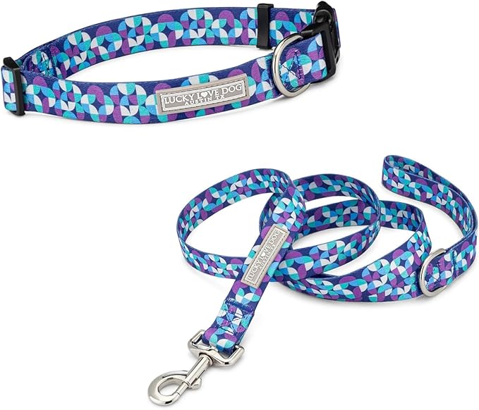 Lucky Love Dog - Adjustable Dog Collar and Leash Set with Easy Click Buckle for Small Dogs, Durable, & Comfortable Collar for Male & Female Dogs, Puppies & Adult Ones - Jasper Combo, XS