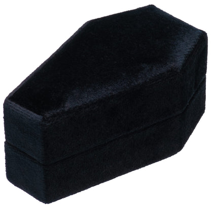Giftop Velvet Coffin Ring Box Case Holder 3 Slots for Gothic Wedding Ceremony,Gothic Jewelry Organizer Decorations (Black)