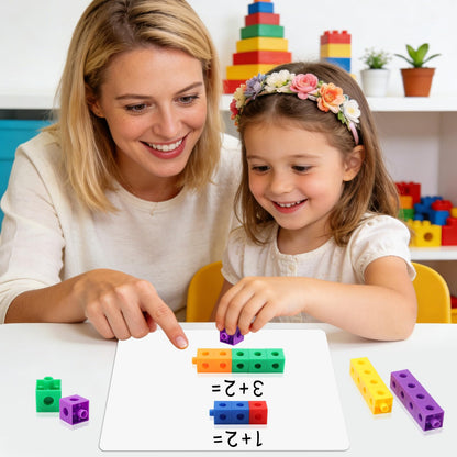 HSDAV 200 Pcs Math Linking Cubes - 10 Colors Connecting Counting Snap Blocks, Math Manipulatives for Early Math & Construction, Educational Toy for Preschool, Kindergarten, Homeschool