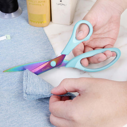 8.5" Scissors All Purpose, Multipurpose Office Scissors Set of 3 pack, Sharp Titanium Coating Blade and Soft Comfort-Grip Sturdy Scissors for Fabric School Craft Sewing Home, Right/Left Handed