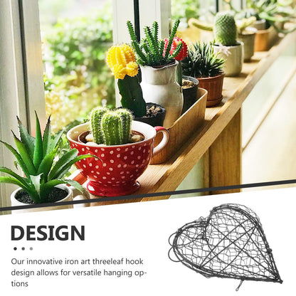 Mikikit Hanging Succulent Basket Heart Planter Wire Flower Holder Hanging Plant Holder Indoor Plant Decor