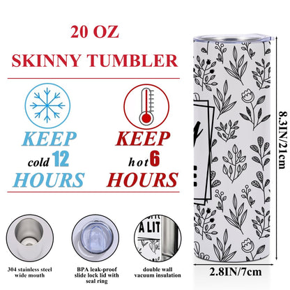 Funny Gifts 20 oz Skinny Stainless Steel Slim Insulated Tumblers Straight Water Bottle Coffee Mug Thermal Travel Cup with Lid, Sarcastic Christmas Birthday Gifts for Women Girls