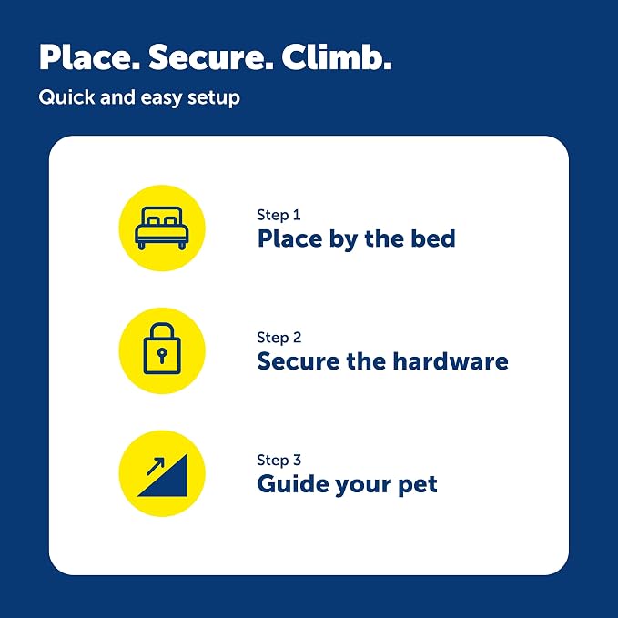 PetSafe CozyUp Wooden Bed Ramp for Cats & Dogs, Furniture-Grade with High-Traction Carpet Surface, White
