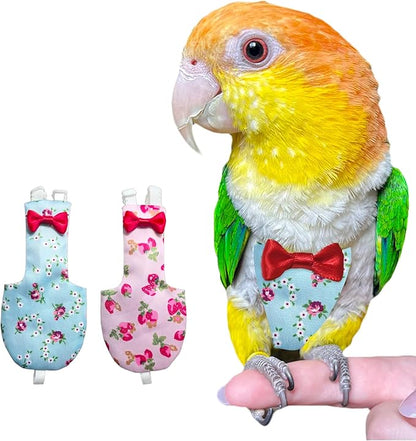 UKJENT Bird Diaper Protective Parrot Nappy - 2 Pack, Reusable Flight Suit with Waterproof Inner Layer, Washable Cute Urine Wet Suit for Cockatiel Monk Parakeet Sun Parakeet Lory(S)