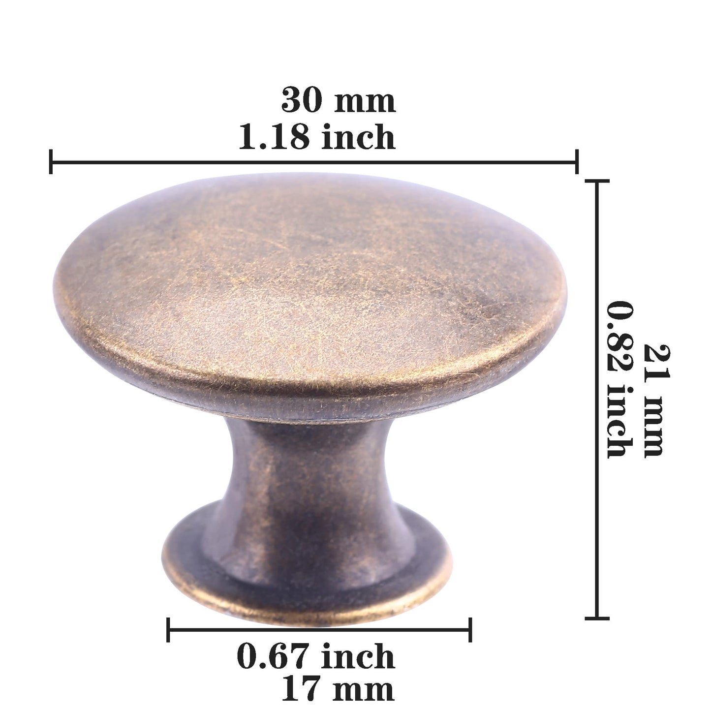 HUGOLEM 20 Pack Breen Bronze Round Antique Brass Kitchen Cabinet Knobs Cupboard Door Knobs Drawer Handle Pulls Dresser Knobs with 21 Pcs Screws for Bathroom Drawer Door Hardware