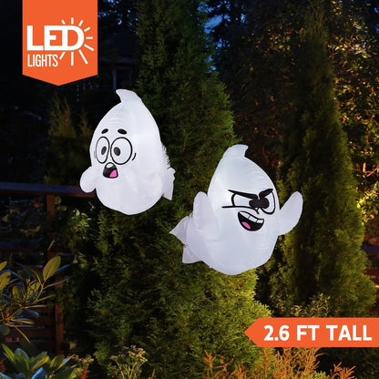Joiedomi 2 Pack Halloween Inflatable Window Ghost with Build-in LED, 2.6 FT Tall Blow Up Inflatable Scary Flying Ghost Broke Out from Window for Halloween Outdoor, Yard, Garden, Lawn Decoration