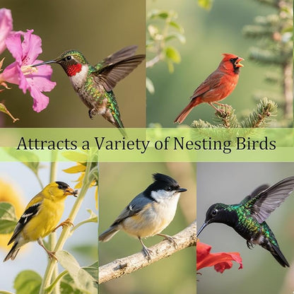 Bird Nesting Material Holder Hummingbird Nesters Natural Wool for Wild Birds Nesting Station Bird Watching Gifts for Patio Garden Outdoor