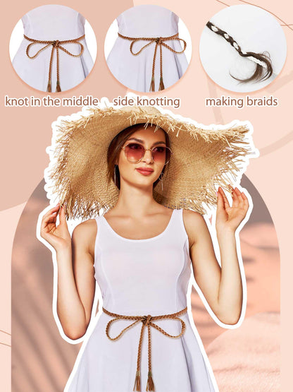 SATINIOR 5 Pcs Braided Waist Belt for Women, Extra Long 78.4" Tassel Skinny Braided Rope Waist Belts for Skirt Dress Festival Fashion Boho Toga Costume Accessories