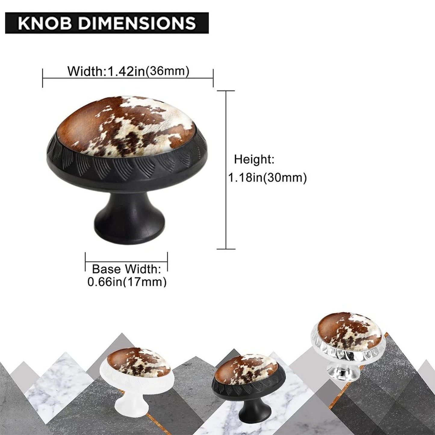 Elohiym 6 Pack Black Drawer Pulls Knobs, Red and White Cowhide Cabinet Knobs Crystal Glass Dresser Knobs for Kitchen Bathroom Hardware