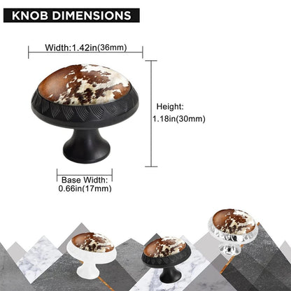 Elohiym 6 Pack Black Drawer Pulls Knobs, Red and White Cowhide Cabinet Knobs Crystal Glass Dresser Knobs for Kitchen Bathroom Hardware