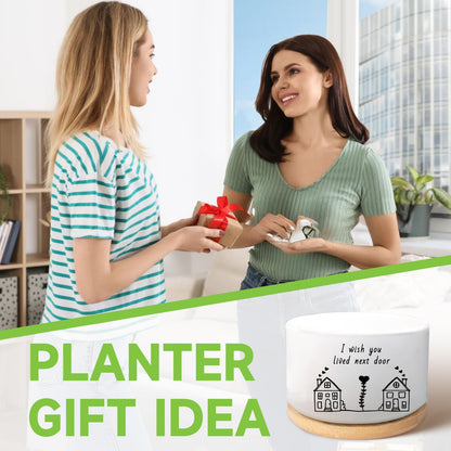 WSLCHOVE Friend Gifts for Women, I Wish You Lived Next Door, Cute Succulent Plant Pot, Flower Planter, Friendship Long Distance Relationship Gifts for Women Best Friend (Plants Not Included)
