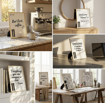 Lulu Office Magnetic Dry Erase Board 12x16 with Foldable Stand, Portable Gold Desktop Whiteboard for Home, Office, School & Kitchen
