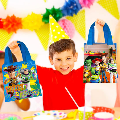 Toy Story Party Favor Bags Set – 24 Pack 8" Disney Goodie Bags for Kids Bulk Reusable Mini Totes | Disney Toy Story Birthday Party Supplies