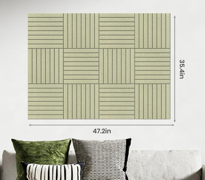 Large Cork Board Alternative 48” X 36” Felt Bulletin Board Tiles, with 30 Pushpins, 60 Adhesive Tabs,12-Pack Slat Wall Paneling, Cork Boards for Office Push Pin Board Felt Board - Sage