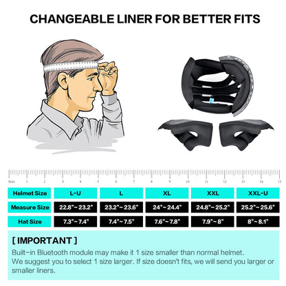 Bluetooth Motorcycle Helmet FreedConn BM12 DOT Full Face Bluetooth Helmets Motorcycle Dual Visor Helmet with Integrated Intercom System/ 2~3 Riders Pair/ 500M/ FM/ MP3/ Voice Dial (Multi-Color, XXL)