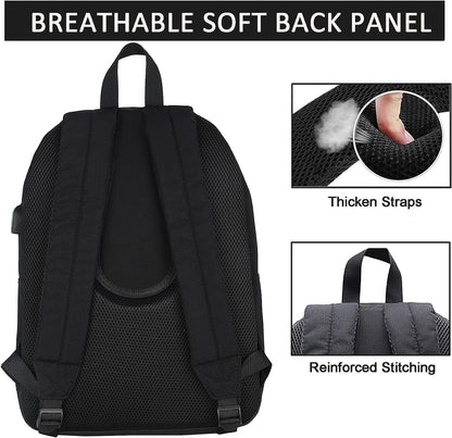 SUPACOOL Casual Laptop Backpack for Men and Women, Work backpack, Black Backpacks, College School Backpack for Boys and Girls, Lightweight Travel Back Pack(Black)