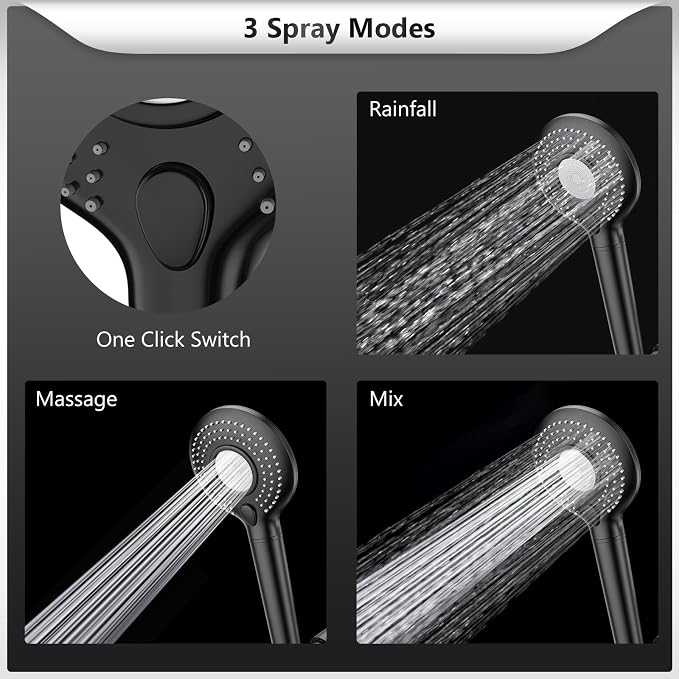 FEELSO Filtered Shower Head with Handheld, High Pressure 3 Spray Mode Showerhead with 60" Hose, Bracket and 15 Stage Water Softener Filters for Hard Water Remove Chlorine and Harmful Substance