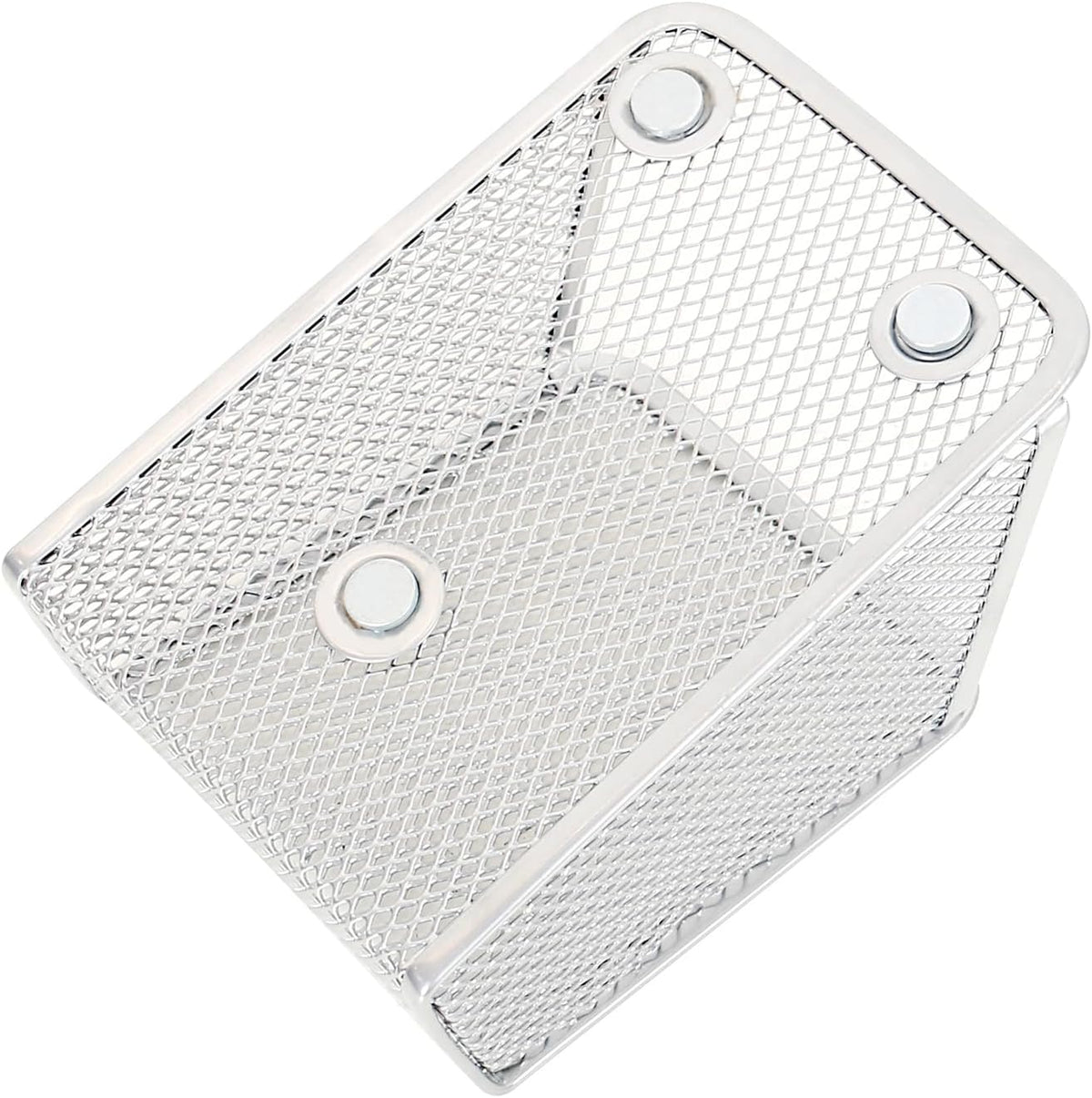 LUCYCAZ Magnetic Pen Holder - Single Magnetic Pencil Locker Holder Organizer, Silver Mesh Marker Holder Pen Basket for Whiteboard, Refrigerator and Locker