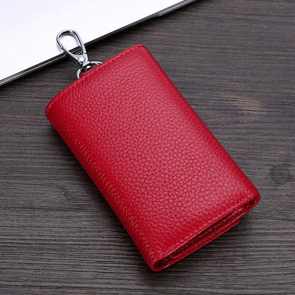 RuoFeng Keychain Key Holder Ring with 6 Hooks Snap Closure (Rose red)