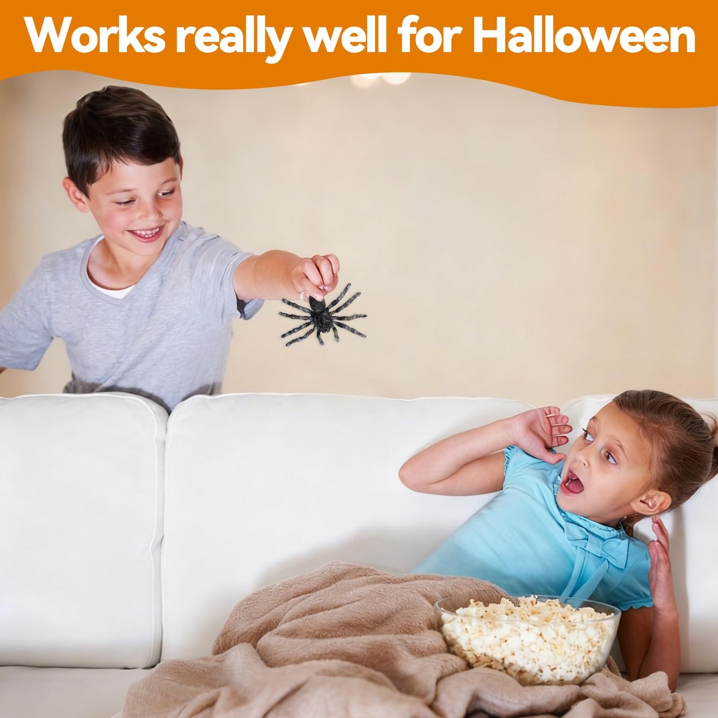 Lukinuo Realistic Fake Spiders 2pcs Plastic Spider Figures Tarantula Toys Figurines Spider Cake Toppers Halloween Prank Props Party Decoration