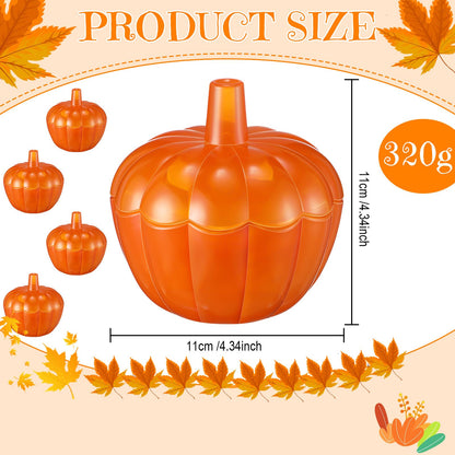 Tanlade 10 oz 4 Pcs Thanksgiving Glass Pumpkin Jar with Lid Fall Orange Decorative Pumpkin Cookie Candle Containers with Cover Candle Making Bowls for Thanksgiving Halloween Party DIY Gift