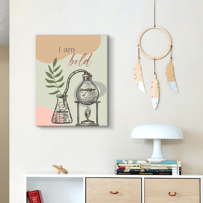 CHDITB Boho Science Wall Decor, Chemical Microscope Framed Canvas Wall Art Set, Funny Scientific Inspiring Quote Artwork Painting, Inspiring Quote Art Prints For Kids Room Nursery Decor(12X16 Inch)