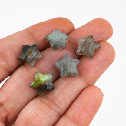 CRYSTALINES 5pcs, Wholesale Natural Labradorite Gemstones, Bulk Star Shape Stones, Assorted Loose Supply, DIY Craft-Jewelry Making, Chakra Healing Crystals, Gem Collection, 10-12mm
