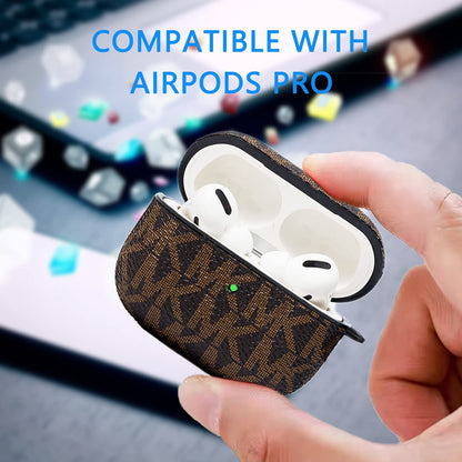 TANGABA for AirPods Pro Case Cover, Full-Body Protective Hard Shell Leather Airpods Pro Protective Cover with Keychain for AirPods Pro Wireless Charging Case, Front LED Visible