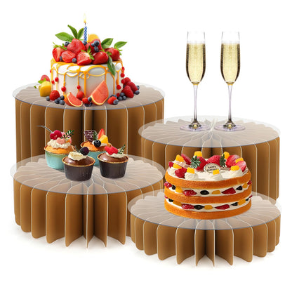 Buffet Risers Food Risers for Buffet Table Acrylic Risers Display Stands Tall Cake Stands Cylinder Stands for Party Pedestal Cake Stand Dessert Table Display Set Cupcake Stands Cupcake Display (Golden)