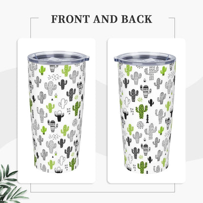 JASROTAO Cute Cacti Tumbler with Straw, Green Cactus 20oz Stainless Steel Vacuum Insulated Coffee Cup Travel Mug, Leakproof Lid, Souvenir for Women Men (Halloween, Birthday, Christmas)
