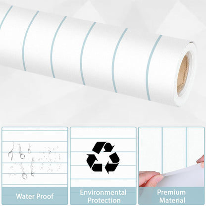 Qyeahkj Lined Bulletin Board Paper Roll Notebook Bulletin Board Background Paper Fade Resistant Blue White Classroom Decoration Poster Art Craft Home Wall Education Decoration Supplies 17.7in x 20ft