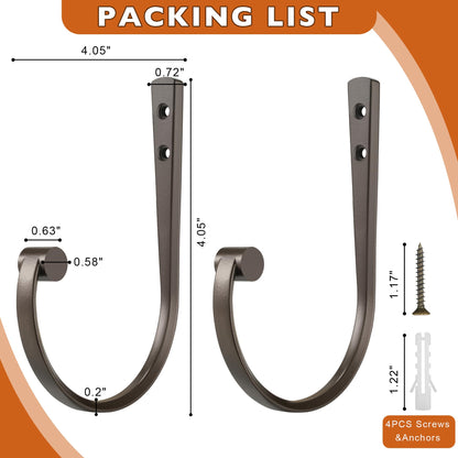 Mayrhyme Curtain Holdbacks 2Pcs,Dark Bronze Barrel Zinc Alloy Curtain Tiebacks,Wall Mounted Curtain Holders for Drapes.