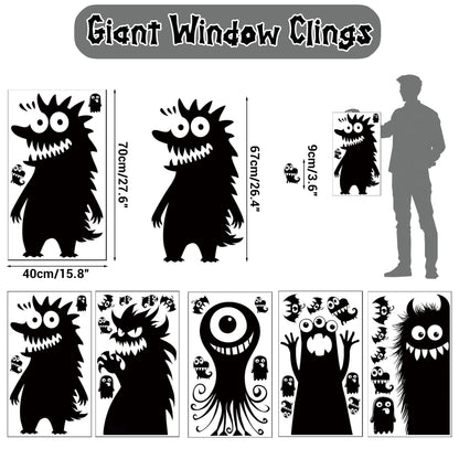 5 Sheets 29 Pcs Giant Adorable Peeking Halloween Window Clings Naughty Monster Window Decal Stickers for Halloween Decoration Supply